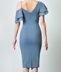 画像11: [韓国製][rinfarre] アシンメトリー・フリル・半袖・シフォン・タイト・ミディアムドレス・ワンピース[奈月セナ着用][送料無料] (11)