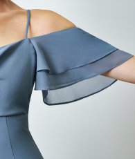 画像14: [韓国製][rinfarre] アシンメトリー・フリル・半袖・シフォン・タイト・ミディアムドレス・ワンピース[奈月セナ着用][送料無料] (14)