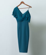 画像3: [韓国製][rinfarre] アシンメトリー・フリル・半袖・シフォン・タイト・ミディアムドレス・ワンピース[奈月セナ着用][送料無料] (3)