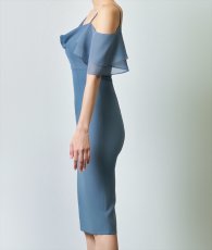 画像10: [韓国製][rinfarre] アシンメトリー・フリル・半袖・シフォン・タイト・ミディアムドレス・ワンピース[奈月セナ着用][送料無料] (10)