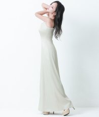 画像5: [韓国製][rinfarre] サテン・ノースリーブ・チェーン・Aライン・シンプル・ロングドレス・ワンピース[奈月セナ着用][送料無料] (5)