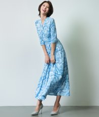 画像3: [韓国製][rinfarre] 波柄・ナチュラル・Vネック・カシュクール・七分袖・マキシ・ロングドレス・ラップ・ワンピース[奈月セナ着用][送料無料] (3)