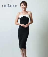 画像1: [韓国製][rinfarre] ベア・リボン・ブラック・ノースリーブ・ミディアムドレス・タイト・ワンピース[薗田杏奈着用][送料無料] (1)