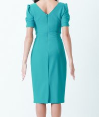 画像9: [韓国製][rinfarre]グリーン・レッド・ウエストビジュー・半袖・パフスリーブ・タイト・ミディアムドレス・ワンピース[山崎みどりちゃん着用] 《送料＆代引き手数料無料》mygr (9)