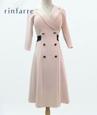 画像2: [韓国製][rinfarre] Vネック・襟付き・七分袖・Aライン・背中リボン・ボタンデザイン・ミディアムドレス[山崎みどりちゃん着用]《送料＆代引き手数料無料》mybk (2)