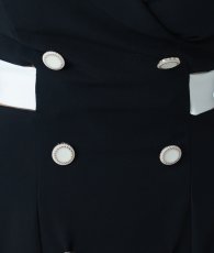 画像14: [韓国製][rinfarre] Vネック・襟付き・七分袖・Aライン・背中リボン・ボタンデザイン・ミディアムドレス[山崎みどりちゃん着用]《送料＆代引き手数料無料》mybk (14)