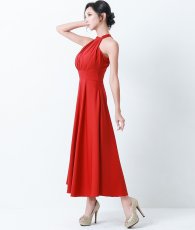 画像3: [韓国製][rinfarre] ホルターネック・胸元プリーツ・シフォン・Aライン・ノースリーブ・ロングドレス・ワンピース[山崎みどりちゃん着用]《送料＆代引き手数料無料》myrd (3)