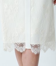 画像11: [韓国製][rinfarre]アイボリー・総レース・襟付き・半袖・ボタン・タイト・ミディアムドレス・ワンピース myiv[山崎みどりちゃん着用][送料無料] (11)