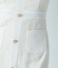 画像12: [韓国製][rinfarre]アイボリー・総レース・襟付き・半袖・ボタン・タイト・ミディアムドレス・ワンピース myiv[山崎みどりちゃん着用][送料無料] (12)