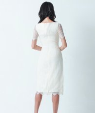 画像3: [韓国製][rinfarre]アイボリー・総レース・襟付き・半袖・ボタン・タイト・ミディアムドレス・ワンピース myiv[山崎みどりちゃん着用][送料無料] (3)