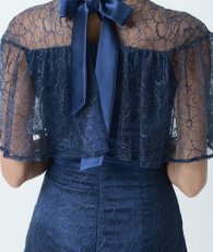 画像11: [韓国製][rinfarre]半袖・フリル・リボン・総レース・膝丈・タイト・ミディアムドレス・ワンピース[山崎みどりちゃん着用][送料無料] (11)