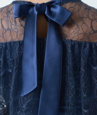 画像12: [韓国製][rinfarre]半袖・フリル・リボン・総レース・膝丈・タイト・ミディアムドレス・ワンピース[山崎みどりちゃん着用][送料無料] (12)