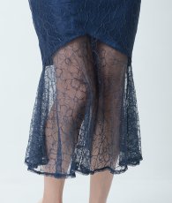 画像13: [韓国製][rinfarre]半袖・フリル・リボン・総レース・膝丈・タイト・ミディアムドレス・ワンピース[山崎みどりちゃん着用][送料無料] (13)