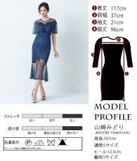 画像6: [韓国製][rinfarre]半袖・フリル・リボン・総レース・膝丈・タイト・ミディアムドレス・ワンピース[山崎みどりちゃん着用][送料無料] (6)