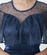 画像10: [韓国製][rinfarre]半袖・フリル・リボン・総レース・膝丈・タイト・ミディアムドレス・ワンピース[山崎みどりちゃん着用][送料無料] (10)