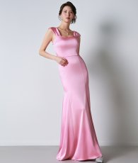 画像2: [韓国製][rinfarre]サテン・キャップスリーブ・ハートネック・ノースリーブ・マーメイドライン・ロングドレス・ワンピース[山崎みどり着用][送料無料]mybk (2)