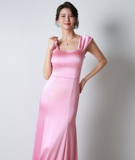 画像6: [韓国製][rinfarre]サテン・キャップスリーブ・ハートネック・ノースリーブ・マーメイドライン・ロングドレス・ワンピース[山崎みどり着用][送料無料]mybk (6)