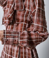 画像11: [韓国製][rinfarre]チェック柄・長袖・リボンタイ・Aライン・ブラウン・ブラック・フレア・ロング・ひざ下・ワンピース・ドレス[黒木麗奈着用][送料無料] (11)