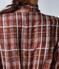 画像12: [韓国製][rinfarre]チェック柄・長袖・リボンタイ・Aライン・ブラウン・ブラック・フレア・ロング・ひざ下・ワンピース・ドレス[黒木麗奈着用][送料無料] (12)