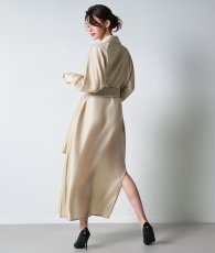 画像5: [韓国製][ S-Lサイズ / 1カラー ][rinfarre]ゴールド・襟付き・ウエストリボン・ボタン・長袖・マキシドレス・ロング・ワンピース[奈月セナ着用][送料無料] (5)