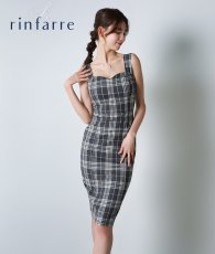 画像1: [ S-Lサイズ / 1カラー ][rinfarre]グレー・チェック柄・ノースリーブ・タイト・ミディアム・ワンピース[黒木麗奈着用][送料無料] (1)