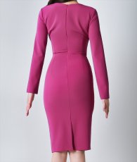 画像8: [韓国製][rinfarre]パープル・長袖・Vネック・タック・タイト・ミディアムドレス・ワンピース[奈月セナ着用][送料無料] (8)