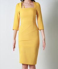 画像6: [韓国製][rinfarre]マスタード・チェーン・九分袖・タイト・ミディアムドレス・ワンピース[奈月セナ着用][送料無料] (6)