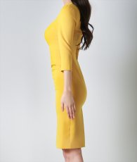 画像7: [韓国製][rinfarre]マスタード・チェーン・九分袖・タイト・ミディアムドレス・ワンピース[奈月セナ着用][送料無料] (7)