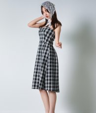画像3: [韓国製][rinfarre]ギンガムチェック・ベア・Aライン・フレア・ワンピース・ミディアムドレス[黒木麗奈ちゃん着用] 《送料＆代引き手数料無料》 (3)