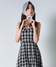 画像5: [韓国製][rinfarre]ギンガムチェック・ベア・Aライン・フレア・ワンピース・ミディアムドレス[黒木麗奈ちゃん着用] 《送料＆代引き手数料無料》 (5)