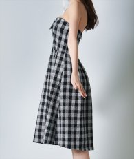 画像8: [韓国製][rinfarre]ギンガムチェック・ベア・Aライン・フレア・ワンピース・ミディアムドレス[黒木麗奈ちゃん着用] 《送料＆代引き手数料無料》 (8)