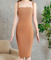 画像7: [韓国製][ S-Lサイズ / 2カラー ][rinfarre]テラコッタ・ブラック・ノースリーブ・シンプル・タイト・ミディアムドレス・ワンピース[薗田杏奈着用][送料無料] (7)