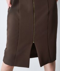 画像10: [韓国製][rinfarre]ブラウン・五分袖・襟付き・ファスナー・タイト・ミディアムドレス・ワンピース[奈月セナ着用][送料無料] (10)