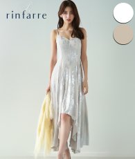 画像1: [韓国製][rinfarre]ホワイトシルバー・ベージュゴールド・キャミソール・メタリックマーブル・ヘムデザイン・ロングドレス ワンピース[黒木麗奈着用]《送料＆代引き手数料無料》 (1)