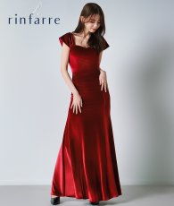 画像1: [韓国製][rinfarre]ベルベット・ワインレッド・キャップスリーブ・ハートネック・ノースリーブ・マーメイドライン・ロングドレス・ワンピース[黒木麗奈着用][送料無料] (1)
