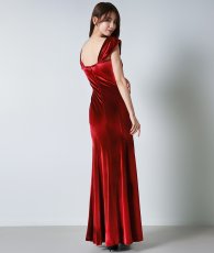 画像3: [韓国製][rinfarre]ベルベット・ワインレッド・キャップスリーブ・ハートネック・ノースリーブ・マーメイドライン・ロングドレス・ワンピース[黒木麗奈着用][送料無料] (3)