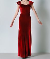 画像6: [韓国製][rinfarre]ベルベット・ワインレッド・キャップスリーブ・ハートネック・ノースリーブ・マーメイドライン・ロングドレス・ワンピース[黒木麗奈着用][送料無料] (6)