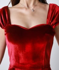 画像9: [韓国製][rinfarre]ベルベット・ワインレッド・キャップスリーブ・ハートネック・ノースリーブ・マーメイドライン・ロングドレス・ワンピース[黒木麗奈着用][送料無料] (9)