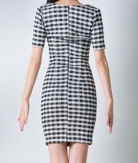 画像8: [韓国製][rinfarre]千鳥・チェック・ミニ・半袖・タイト・ホワイト・ブラック・ミニドレス・ワンピース[奈月セナ着用][送料無料] (8)