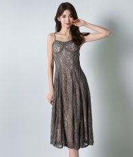 画像4: [韓国製][rinfarre]カーキ・エレガント・レース・マキシ・Ａライン・ノースリーブ・ロングドレス[黒木麗奈ちゃん着用]代引き手数料・送料無料 (4)