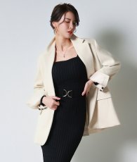 画像4: [韓国製][rinfarre]ブラック・長袖・凹凸ジャカード・ベルトデザイン・スクエアネック・タイト・ミディアムドレス・ワンピース[奈月セナ着用][送料無料] (4)