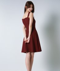 画像3: [韓国製][rinfarre]ノースリーブ・ワインレッド・ベルト・Aライン・ミディアムドレス・ワンピース[黒木麗奈着用][送料無料] (3)