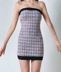 画像9: [韓国製][ S-Lサイズ / 2カラー ][rinfarre]ツイード・ミックスツイード・ベアトップ・ミニ丈・タイトミニ・ドレス[黒木麗奈ちゃん着用][送料無料] (9)