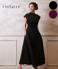 画像1: [ S-Mサイズ / 2カラー ][rinfarre]キャップスリーブ・ハイネック・ポケット・フレア・ミモレ丈・Aライン・ロングドレス・ワンピース[薗田杏奈着用][送料無料]mybk (1)