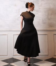 画像4: [ S-Mサイズ / 2カラー ][rinfarre]キャップスリーブ・ハイネック・ポケット・フレア・ミモレ丈・Aライン・ロングドレス・ワンピース[薗田杏奈着用][送料無料]mybk (4)