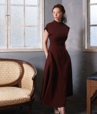 画像6: [ S-Mサイズ / 2カラー ][rinfarre]キャップスリーブ・ハイネック・ポケット・フレア・ミモレ丈・Aライン・ロングドレス・ワンピース[薗田杏奈着用][送料無料]mybk (6)