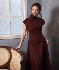 画像7: [ S-Mサイズ / 2カラー ][rinfarre]キャップスリーブ・ハイネック・ポケット・フレア・ミモレ丈・Aライン・ロングドレス・ワンピース[薗田杏奈着用][送料無料]mybk (7)