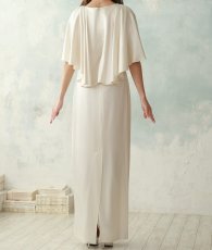 画像9: [ S-Mサイズ / 1カラー ][rinfarre]アイボリー・サテン・フレアスリーブ・ケープ・タイト・ロングドレス・ワンピース[山崎みどり着用][送料無料]myiv (9)