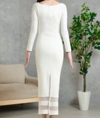 画像9: [韓国製][ S-Lサイズ / 1カラー ][rinfarre]ホワイト・ストレッチ・マキシ丈・長袖・タイト・シンプル・ロングドレス・ワンピース[薗田杏奈着用][送料無料] (9)