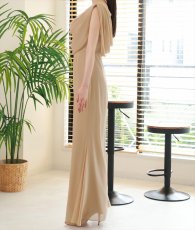 画像13: [ S-Lサイズ / 2カラー ][rinfarre]ドレープネック・シフォン・ベージュ・ネイビー・シンプル・上品・マーメイド・ノースリーブ・ロングドレス[薗田杏奈・黒木麗奈着用][送料無料] (13)